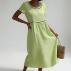 Rosie - Women's Embroidered Empire-Wais Short Sleeve Dress