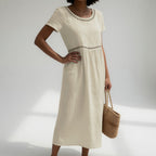 Rosie - Women's Embroidered Empire-Wais Short Sleeve Dress