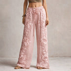 Sadie - Women's Floral Embroidered Wide-Leg Pants