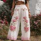 Sadie - Women's Floral Embroidered Wide-Leg Pants