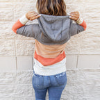 Sage - Women's Colorblock Hooded Sweater with Drawstring