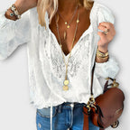 Sally - Women's Lace V-Neck Blouse 