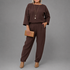 Samantha - Women's Round Neck 3/4 Sleeve Two-Piece Set