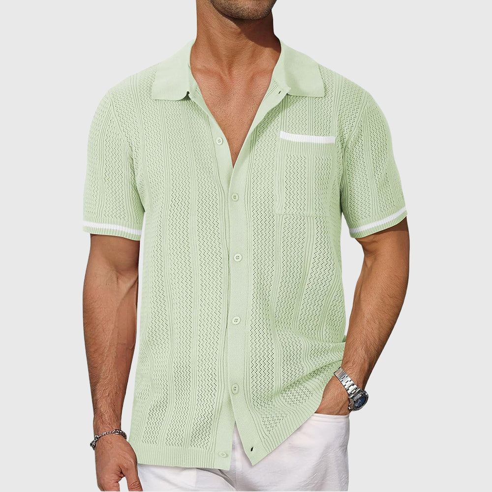 Santino - Men's Open-Knit Button-Front Shirt