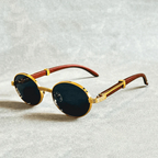 Santorini - Round Metal Frame Sunglasses with Tinted Lenses