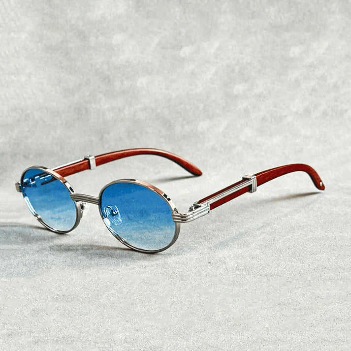 Santorini - Round Metal Frame Sunglasses with Tinted Lenses