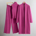 Selena - Women's Three-Piece Ribbed Knit Loungewear Set