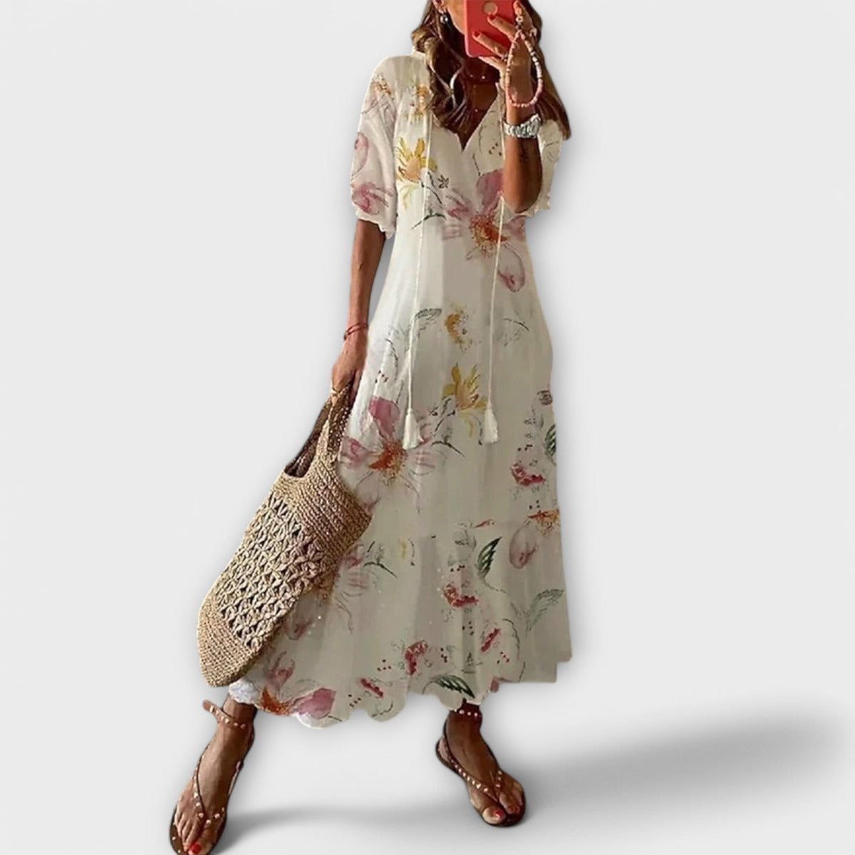 Seraphina - Women's Geometric Print V-Neck Dress