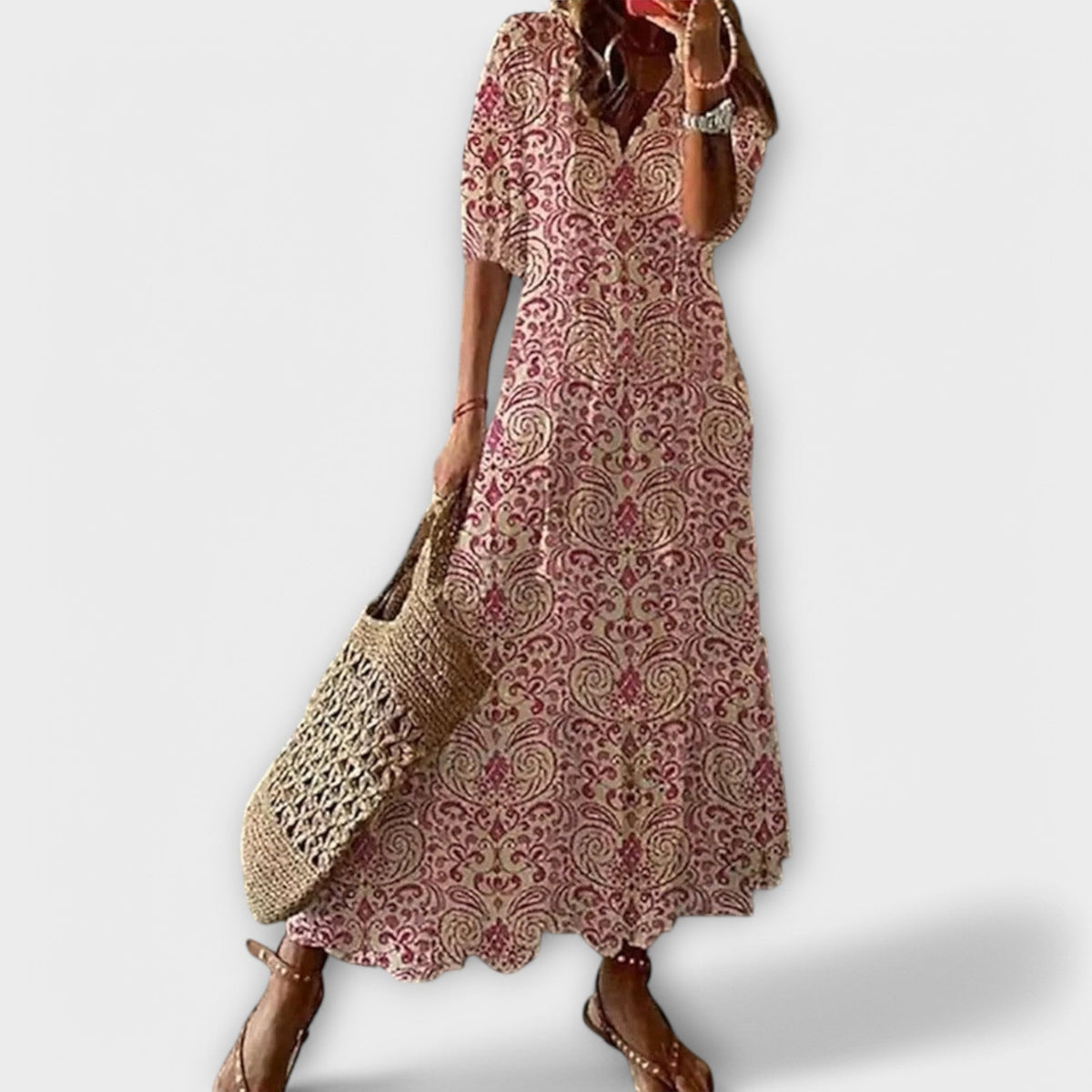 Seraphina - Women's Geometric Print V-Neck Dress
