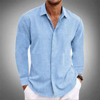 Sergio - Men's Linen Long-Sleeve Button-Front Shirt