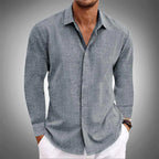 Sergio - Men's Linen Long-Sleeve Button-Front Shirt