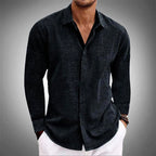 Sergio - Men's Linen Long-Sleeve Button-Front Shirt