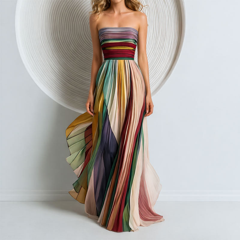 Shantal - Women's Strapless Pleated Dress