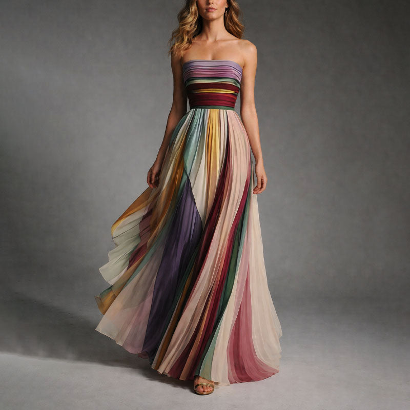 Shantal - Women's Strapless Pleated Dress