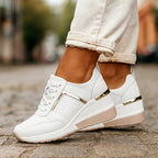 Sheena - Women's Perforated Platform Wedge Sneakers