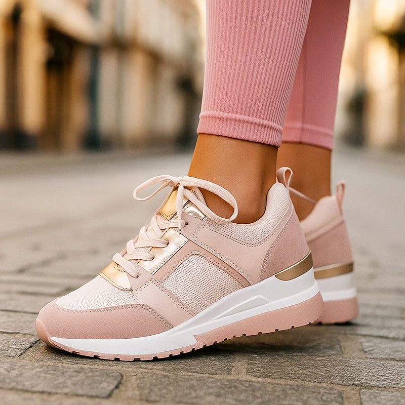 Sheena - Women's Perforated Platform Wedge Sneakers