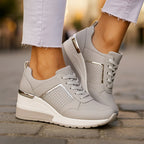 Sheena - Women's Perforated Platform Wedge Sneakers