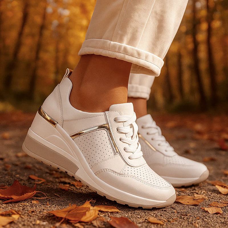 Sheena - Women's Perforated Platform Wedge Sneakers