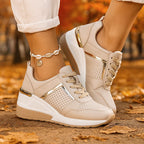 Sheena - Women's Perforated Platform Wedge Sneakers