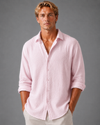 Simon - Men's Textured Linen Button-Up Shirt