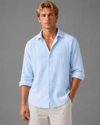 Simon - Men's Textured Linen Button-Up Shirt