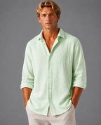 Simon - Men's Textured Linen Button-Up Shirt