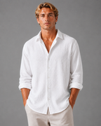 Simon - Men's Textured Linen Button-Up Shirt