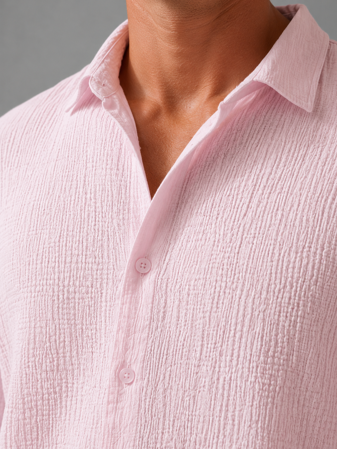 Simon - Men's Textured Linen Button-Up Shirt