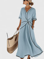 Solen - Women's Contrast-Trim Wrap Dress