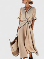 Solen - Women's Contrast-Trim Wrap Dress