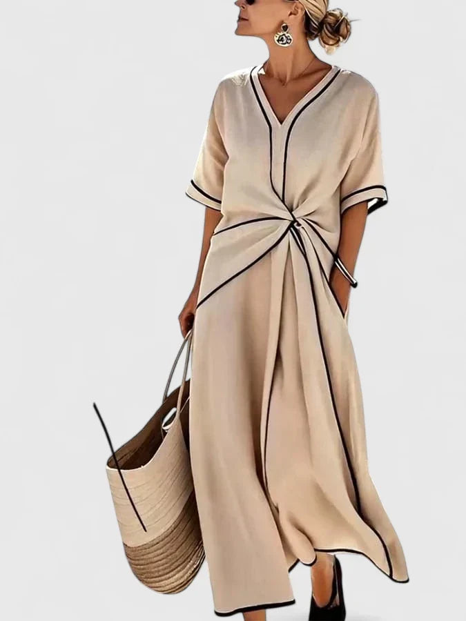 Solen - Women's Contrast-Trim Wrap Dress