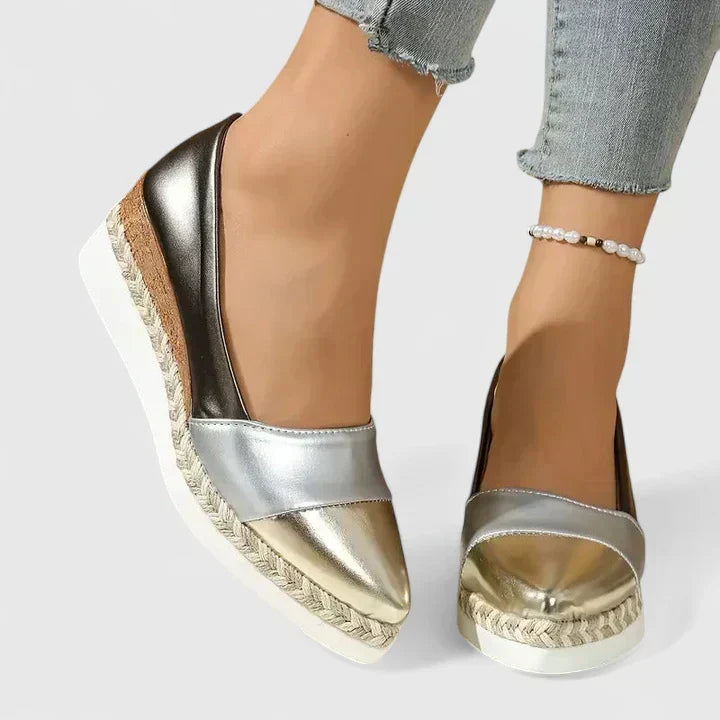 Solene - Women's Metallic Color-Block Espadrille Loafers