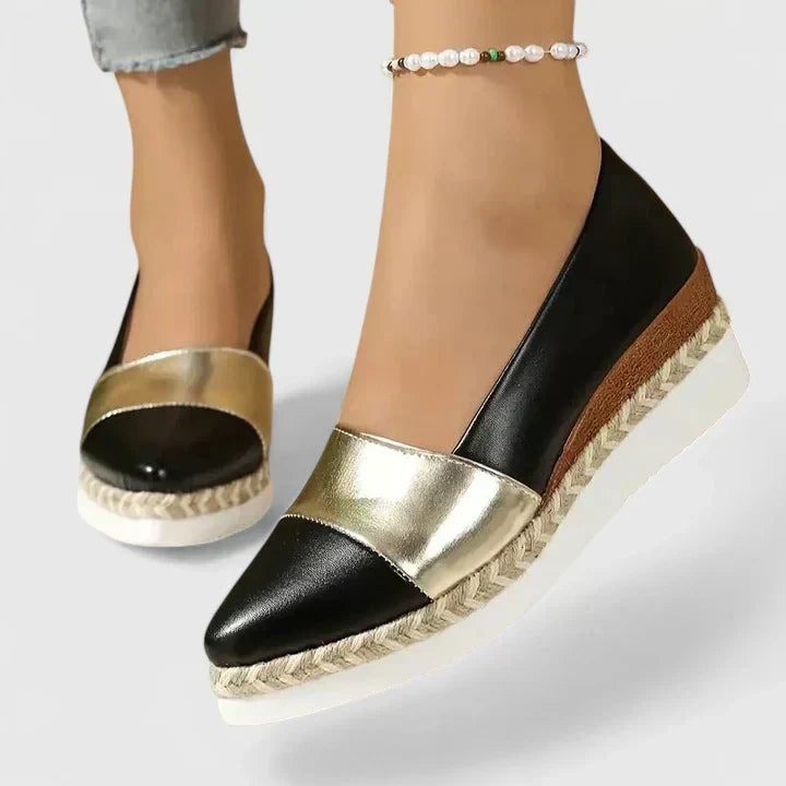 Solene - Women's Metallic Color-Block Espadrille Loafers