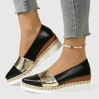 Solene - Women's Metallic Color-Block Espadrille Loafers