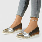 Solene - Women's Metallic Color-Block Espadrille Loafers