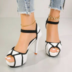 Stella  - Women's Colorblock Platform Heels with Ankle Strap