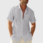 Sterling - Men's Linen Button-Front Short Sleeve Shirt