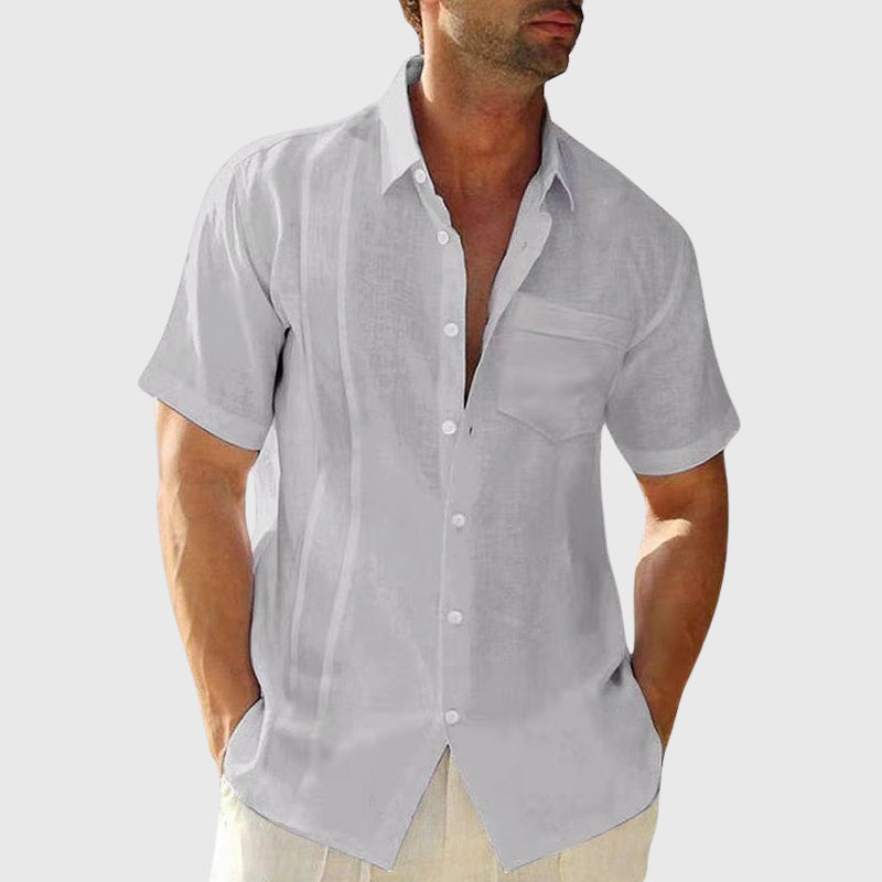 Sterling - Men's Linen Button-Front Short Sleeve Shirt