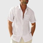 Sterling - Men's Linen Button-Front Short Sleeve Shirt