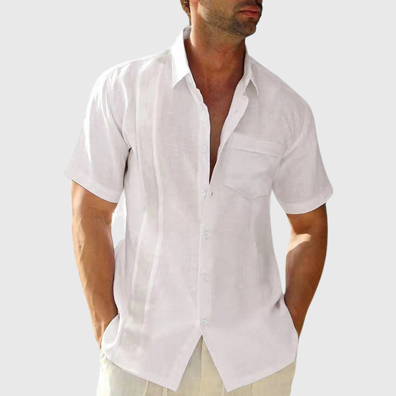 Sterling - Men's Linen Button-Front Short Sleeve Shirt