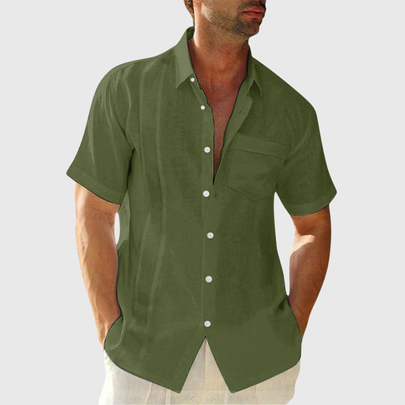 Sterling - Men's Linen Button-Front Short Sleeve Shirt