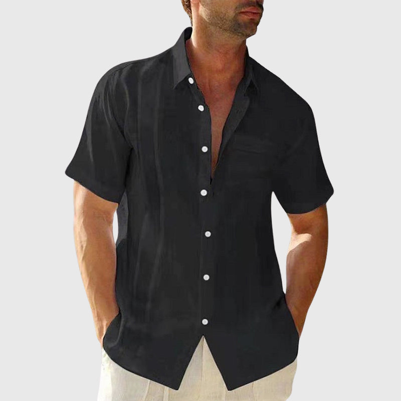 Sterling - Men's Linen Button-Front Short Sleeve Shirt