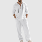 Stetson - Men's Linen-Blend Hooded Shirt and Wide-Leg Pants Set
