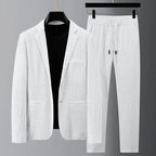 Steven - Men's Textured Blazer and Drawstring Pants Set