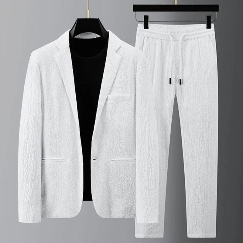 Steven - Men's Textured Blazer and Drawstring Pants Set