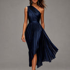 Talia - Women's One-Shoulder Pleated Dress