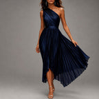 Talia - Women's One-Shoulder Pleated Dress