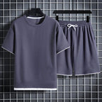 Tanner - Men's Textured Waffle Knit T-Shirt and Shorts Set