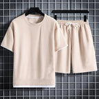Tanner - Men's Textured Waffle Knit T-Shirt and Shorts Set