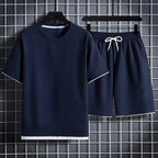 Tanner - Men's Textured Waffle Knit T-Shirt and Shorts Set